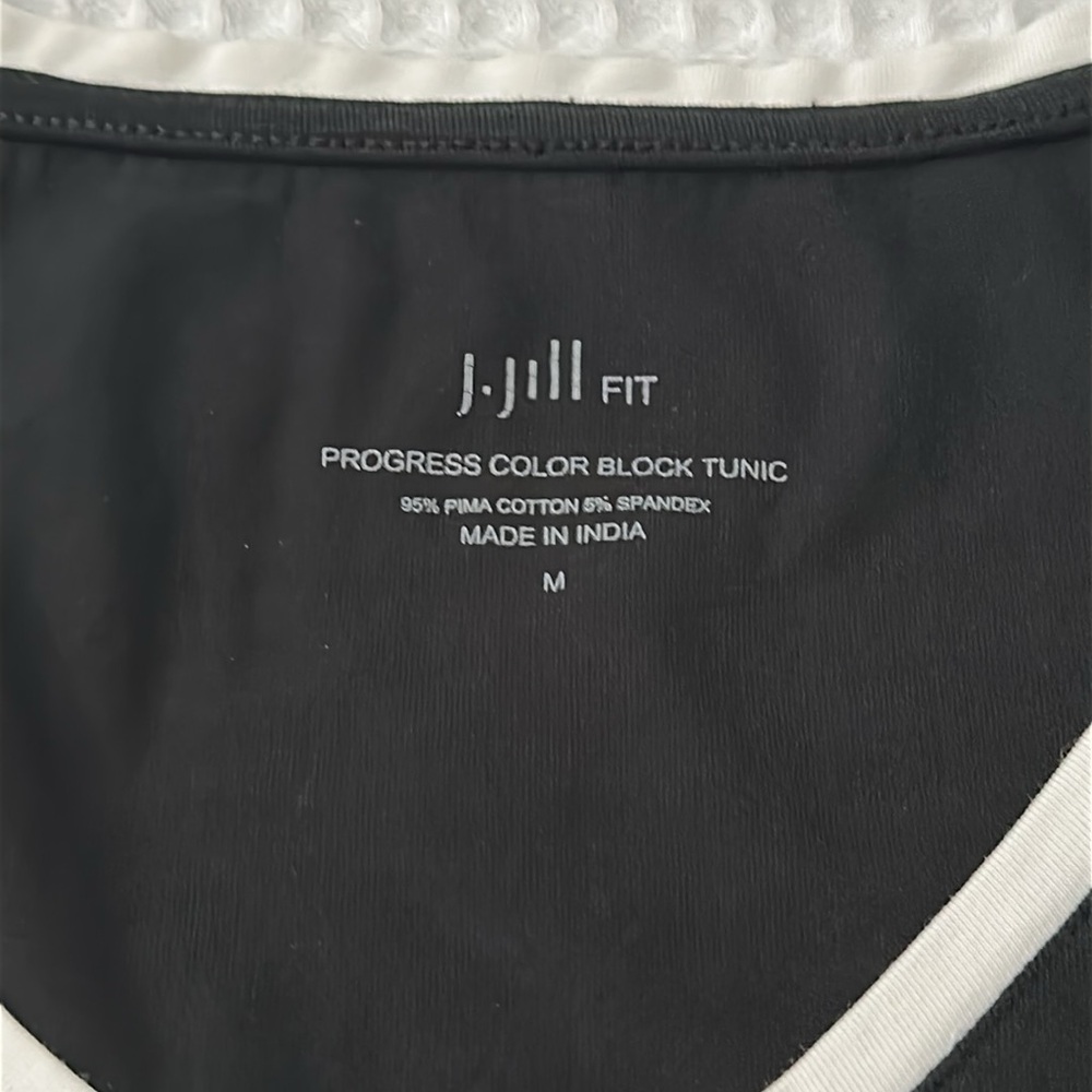 J. Jill Fit Black and White Progress Color Block Tunic Top Size M - Picture 4 of 11